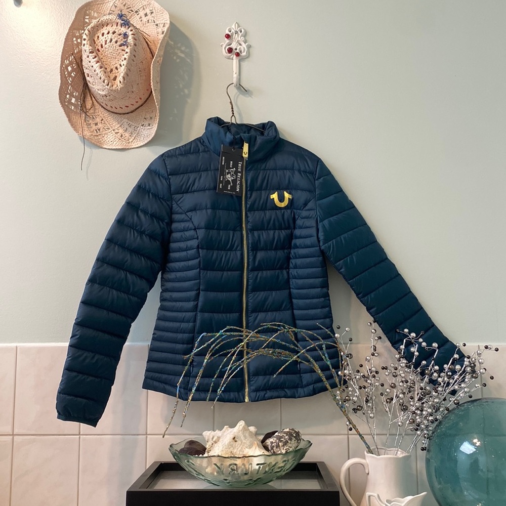 🦚True Religion - Ink Blue Puffer Jacket XS 💙